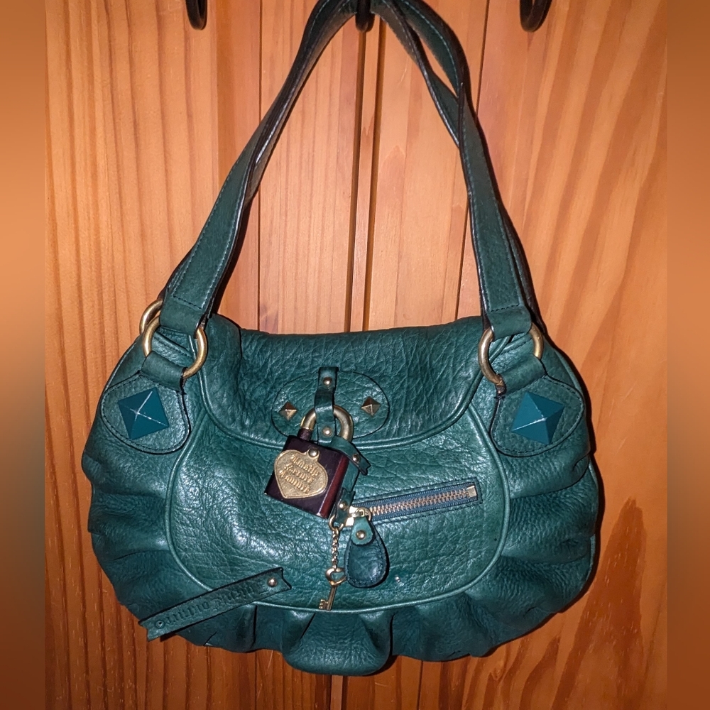 Juicy Couture vintage Y2K rare leather Teal Shoulder Bag
